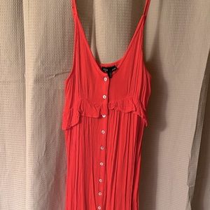 TOPSHOP- Coral Linen MIDI dress. NEVER WORN. LIKE NEW. Size: 8-10
